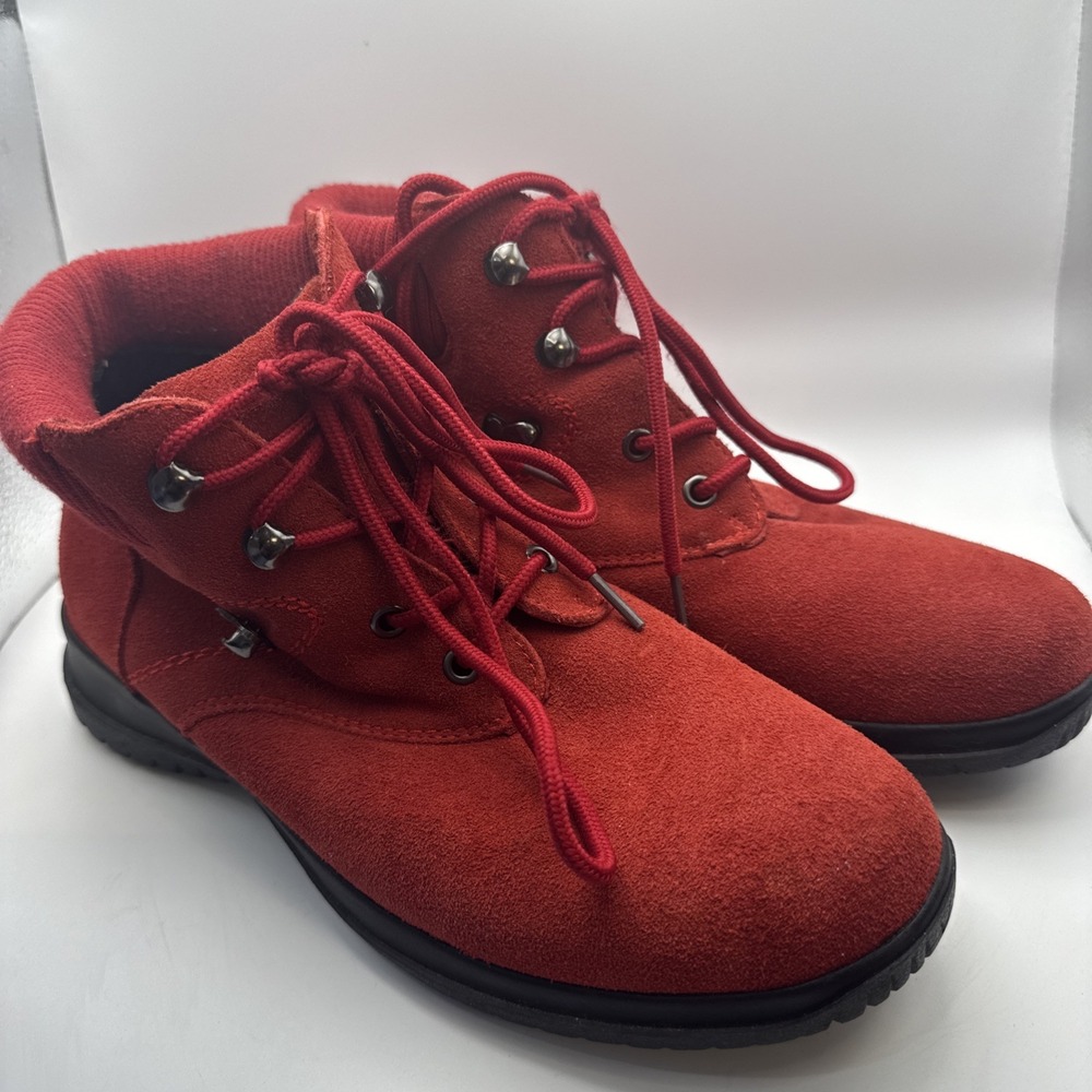 Wanderlust Womens Boston Red Lace-Up Booties‎ Shoes 8.5ww